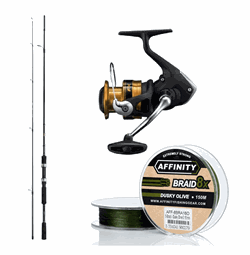 Spinnesæt: Shimano FX 9,0 fod 10/30 gr + Shimano FX + fletline